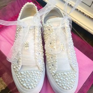 Custom Converse Wedding Sneakers, size 8.5